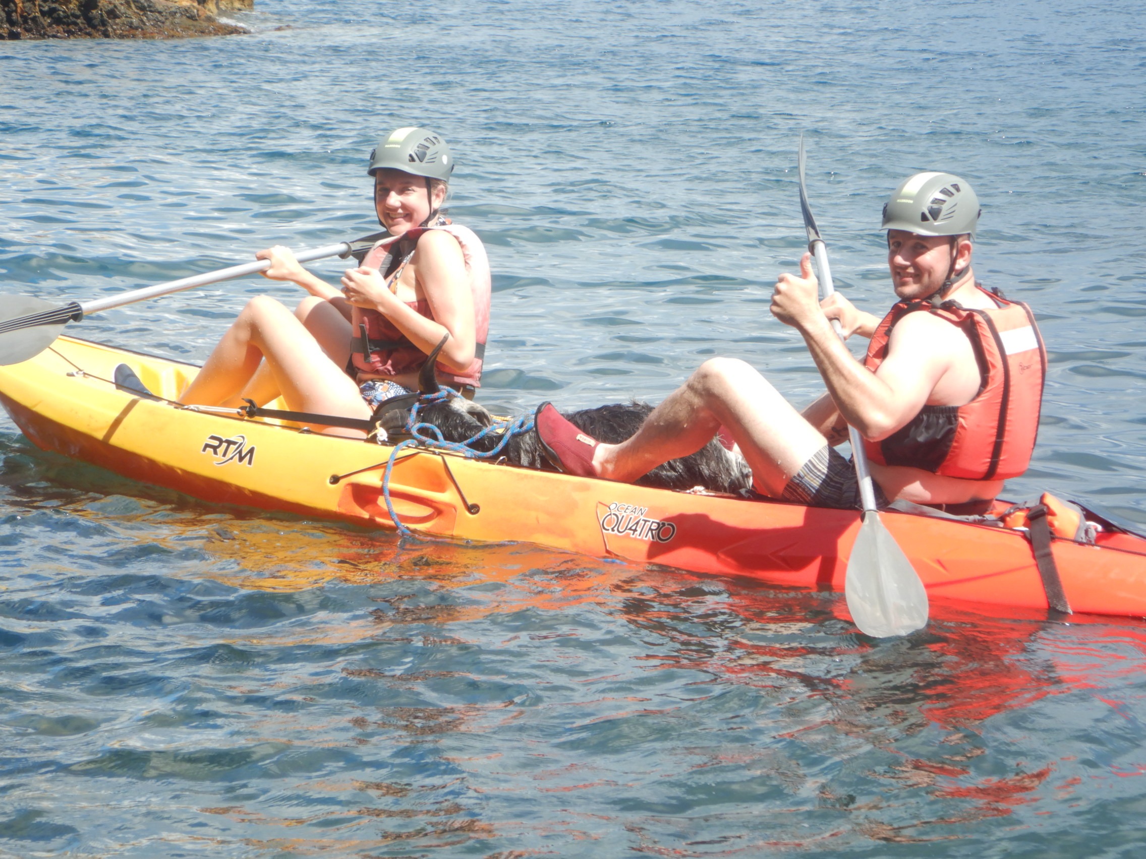 sit on topp kayak e coasteering vulcano island sicily in kayak